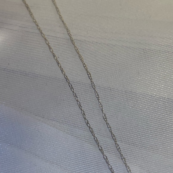 14K WHITE GOLD aquamarine and diamond heart necklace 18” REAL GOLD - Picture 6 of 15